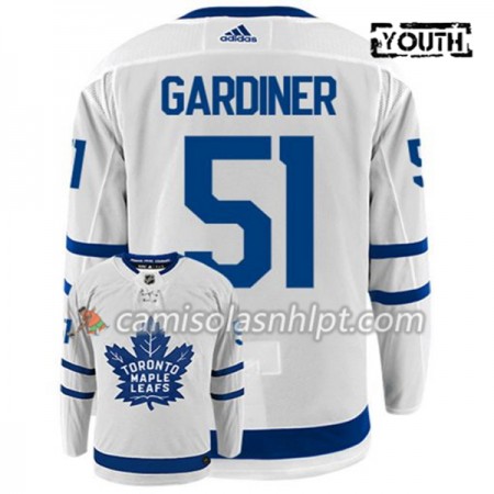 Camisola Toronto Maple Leafs JAKE GARDINER 51 Adidas Branco Authentic - Criança